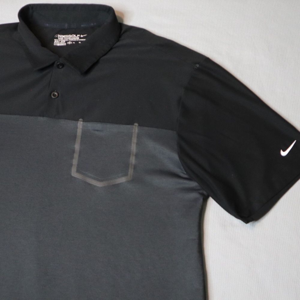 Nike Golf Polo Shirt Men XL Black Color Block Dri Fit Tour Performance Swoosh